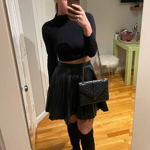 Express pleated leather mini skirt